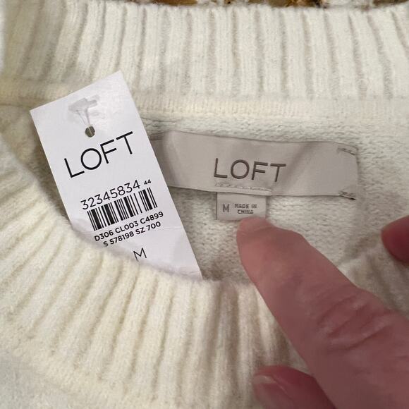 NWT LOFT Whisper White & Pastels Fair Isle Relaxed Sweater - Picture 6 of 8